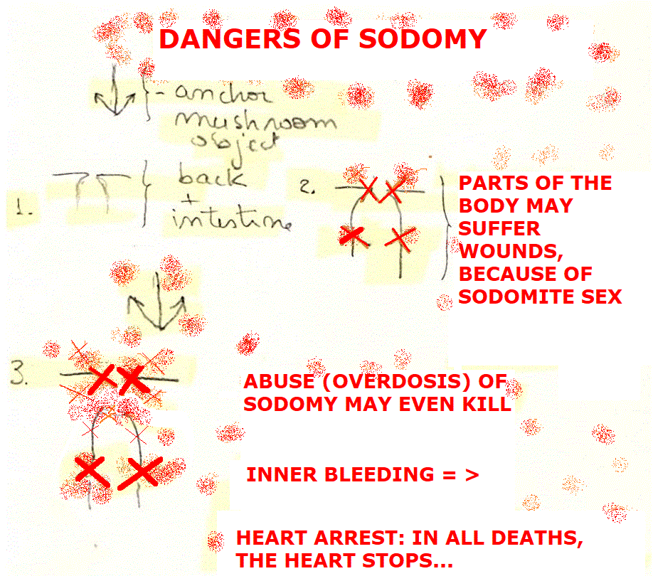 
Dangers of modern sex, e.g. sodomy, GLBT sex.


Violent / overdosis Sodomy may kill... the hidden dangers... 


with pleasures or without pleasures...


similar to cocain consumption...


GLBT sex may kill & severely attack health, not only psichologically... 

the hidden dangers... 
